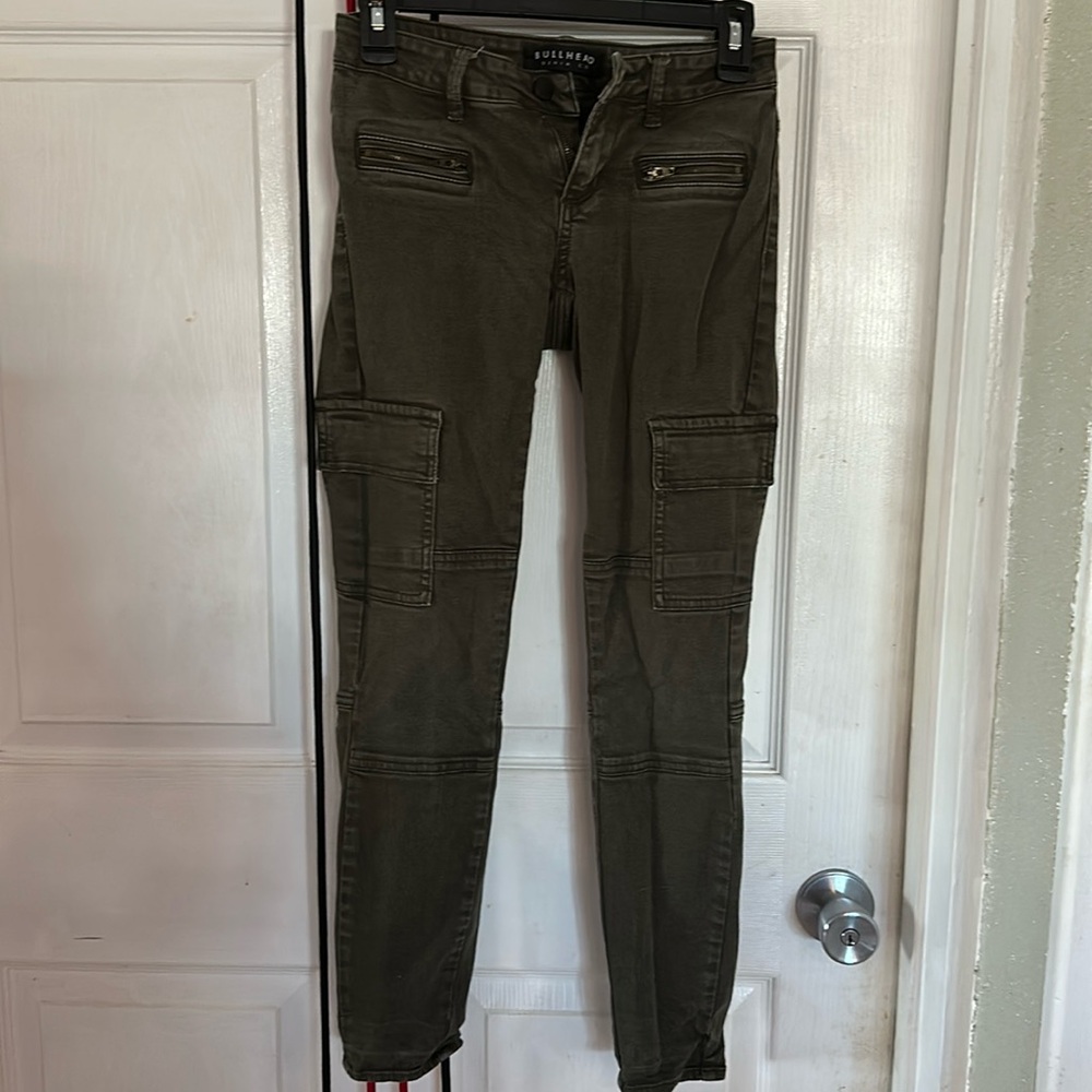 Bullhead denim (pacsun brand) cargo low rise jeans green size 24